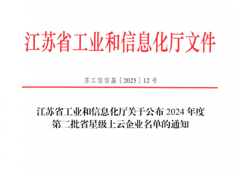 永利3044noc荣膺江苏省五星上云企业称号